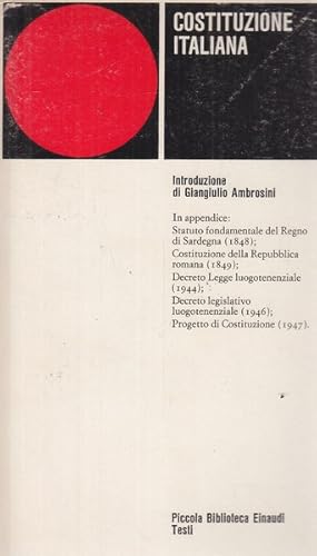Bild des Verkufers fr Costituzione italiana zum Verkauf von Librodifaccia