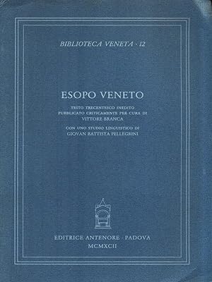 Bild des Verkufers fr Esopo Veneto zum Verkauf von Librodifaccia