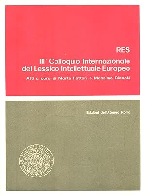 Bild des Verkufers fr Ordo. III Colloquio internazionale del lessico intellettuale europeo zum Verkauf von Librodifaccia