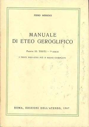 Bild des Verkufers fr Manuale di eteo geroglifico zum Verkauf von Librodifaccia