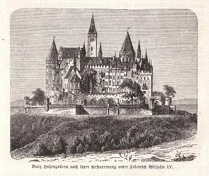 Imagen del vendedor de Burg Hohenzollern nach ihrer Restaurierung unter Friedrich Wilhelm IV. Holzstich. a la venta por Antiquariat Heinz Tessin