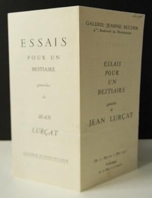 ESSAIS POUR UN BESTIAIRE gouaches de Jean Lurçat. Catalogue de lexposition présentée à la galeri...