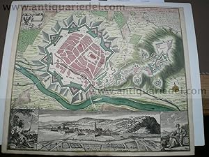 Freiburg/Breisgau, Plan+Panorama, Seutter M., 1730, altkoloriert