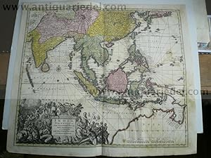 India orientalis,map,Seutter,anno 1740,with Australia Coppermap,