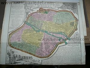 Nürnberg, Stadtplan, anno 1760, Lotter T.C., altkoloriert