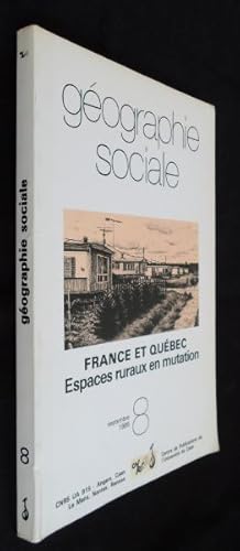 Bild des Verkufers fr Gographie sociale, France et Qubec, espaces ruraux en mutation, septembre 1989 zum Verkauf von Abraxas-libris