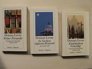 Bild des Verkufers fr Konvolut von 3 Bnden: Endstation Venedig. (Commissario Brunettis zweiter Fall). / In Sachen Signoria Brunetti. (Der achte Fall). / Feine Freunde. (Commissario Brunettis neunter Fall). [3 Bnde] zum Verkauf von Antiquariat Steinwedel