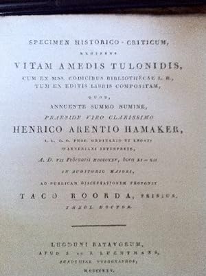 Specimen Historico-Criticum, exhibens Vitam Amedis Tulonidis, cum ex mss. codicibus bibliothecae ...