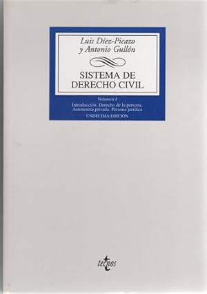 Imagen del vendedor de Sistema de derecho civil. Volumen 1. Introduccin . Derecho de la persona . Autonoma privada . Persona jurdica a la venta por Librera Torres-Espinosa