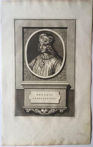 René I. d'Anjou (Renatus Andegavensis), Herzog von Anjou u. König von Neapel (1409-1480). Kupfers...