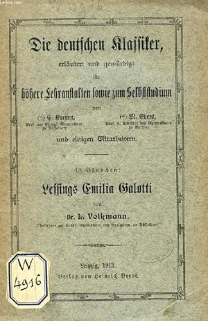 Seller image for LESSINGS EMILIA GALOTTI (DIE DEUTSCHEN KLASSIKER, 18. BNDCHEN) for sale by Le-Livre