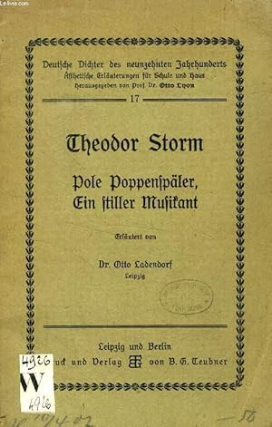 Imagen del vendedor de THEODOR STORM, POLE POPPENSPLER, EIN STILLER MUSIKANT a la venta por Le-Livre