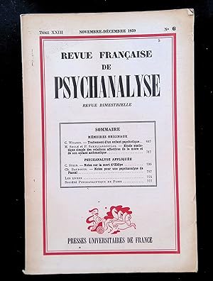 Immagine del venditore per Revue Franaise de Psychanalyse Tome XXIII - 1959 - n6 novembre-dcembre venduto da LibrairieLaLettre2