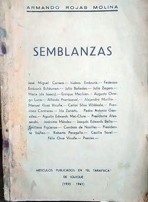 Seller image for Semblanzas. Artculos publicados en " El Tarapac " de Iquique ( 1935-1941 ). Prlogo Agustn Edwards for sale by Librera Monte Sarmiento