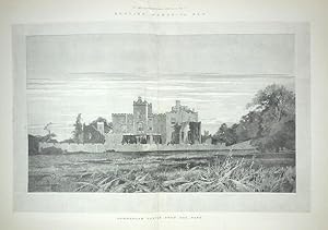 A Large Original Antique Print from The Illustrated London News Illustrating Powderham Castle in ...