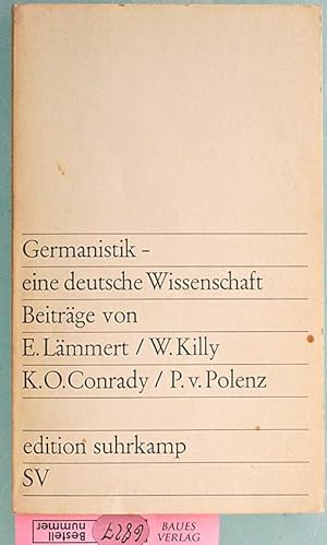Imagen del vendedor de Germanistik, eine deutsche Wissenschaft. Beitrge von E. Lmmert / W. Killy K. O. Conrady / P. v. Polenz. a la venta por Baues Verlag Rainer Baues 