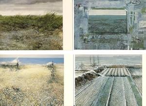 4 Kunst - Postkarten : Landschaft / Arbeitsfeld mit Fluchtpunkt / Recht Friedlich / Chinalandschaft