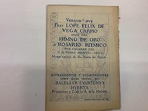 Image du vendeur pour VERSION QUE FR LOOPE FELIX DE VEGA CARPIO HIZO DEL HIMNO DE ORO CUARTERO Y HUERTA BALTASAR 1935 mis en vente par LIBRERIA ANTICUARIA SANZ