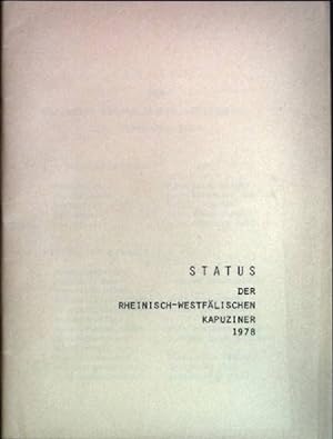 Bild des Verkufers fr Status der Rheinisch-Westflischen Kapuzinerprovinz 1978 zum Verkauf von books4less (Versandantiquariat Petra Gros GmbH & Co. KG)