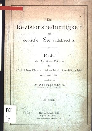 Bild des Verkufers fr Die Revisionsbedrftigkeit des deutschen Seehandelsrechts; zum Verkauf von books4less (Versandantiquariat Petra Gros GmbH & Co. KG)