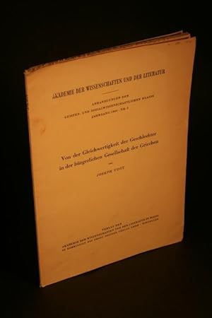 Bild des Verkufers fr Von der Gleichwertigkeit der Geschlechter in der brgerlichen Gesellschaft der Griechen. zum Verkauf von Steven Wolfe Books