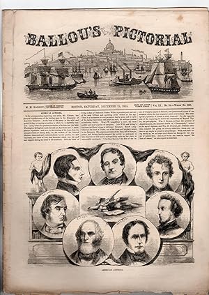 Seller image for Ballou's Pictorial Drawing-Room Companion, December 15, 1855. 16 Engravings. American Authors, Sicily, The Visconti, Rochester, NY, William Warren, Detroit Presbyterian Church, Clifton and Bath, England. for sale by Singularity Rare & Fine