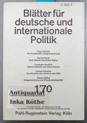 Blätter für deutsche und internationale Politik - Heft 1 / 1970 Politische Monatszeitschrift -