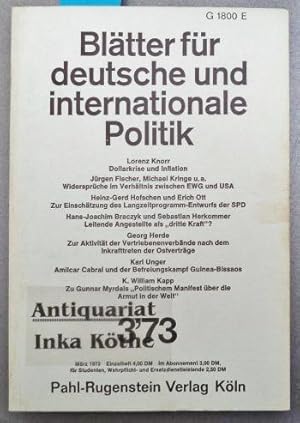 Blätter für deutsche und internationale Politik - Heft 3 /1973 Politische Monatszeitschrift -
