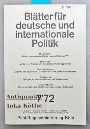 Blätter für deutsche und internationale Politik - Heft 7 / 1972 Politische Monatszeitschrift -