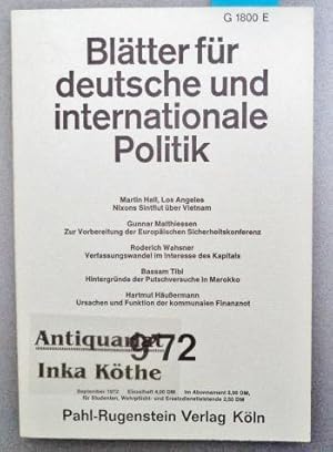 Blätter für deutsche und internationale Politik - Heft 9 / 1972 Politische Monatszeitschrift -