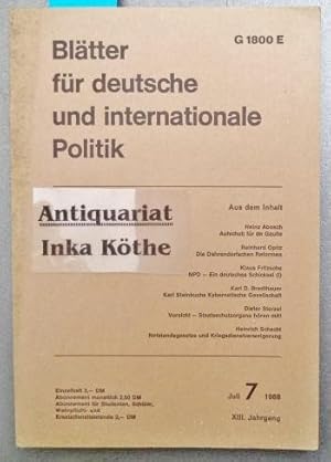 Blätter für deutsche und internationale Politik - Heft 7 / 1968 Politische Monatszeitschrift -