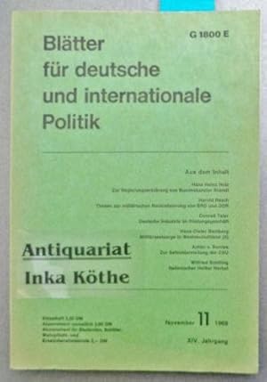 Blätter für deutsche und internationale Politik - Heft 11 / 1969 Politische Monatszeitschrift -