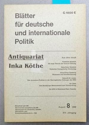 Blätter für deutsche und internationale Politik - Heft 8 / 1969 Politische Monatszeitschrift -