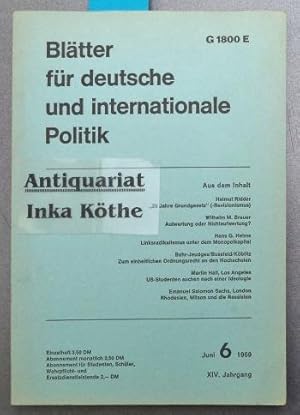 Blätter für deutsche und internationale Politik - Heft 6 / 1969 Politische Monatszeitschrift -