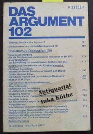 Das Argument : 102 - Zeitschrift für Philosophie und Sozialwissenschaften - 19. Jahrgang März/Apr...
