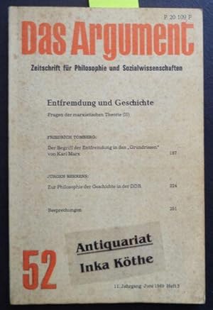 Das Argument : 52 - Zeitschrift für Philosophie und Sozialwissenschaften - 11. Jahrgang - Juni 19...