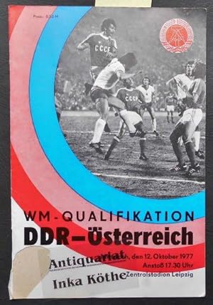 Programmheft zur WM - Qualifikation - DDR - Österreich - im Zentalstadion Leipzig -