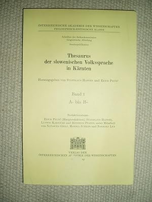 Thesaurus der slowenischen Volkssprache in Kärnten : Band 1 : A- bis B-