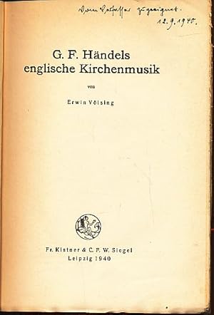 Bild des Verkufers fr G. F. Hndels englische Kirchenmusik. Schriftenreihe des Staatlichen Instituts fr deutsche Musikforschung 6. zum Verkauf von Fundus-Online GbR Borkert Schwarz Zerfa