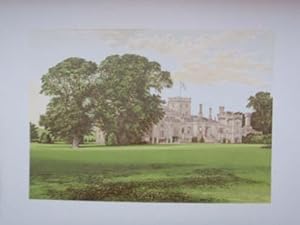 An Original Antique Woodblock Colour Print Illustrating Ednaston Lodge in Derbyshire from The Pic...