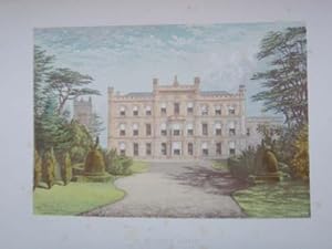 An Original Antique Woodblock Colour Print Illustrating Ednaston Lodge in Derbyshire from The Pic...