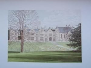 An Original Antique Woodblock Colour Print Illustrating Exton House in Rutlandshire from The Pict...
