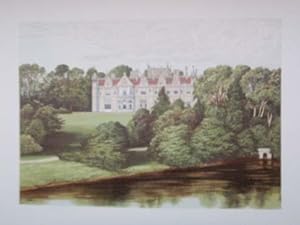 An Original Antique Colour Print Illustrating Keele Hall in Staffordshire. Published Ca 1880.