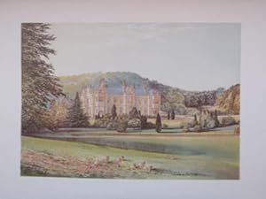An Original Antique Woodblock Colour Print Illustrating Mamhead in Devonshire from The Picturesqu...