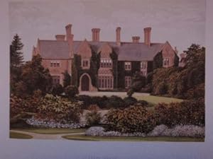 An Original Antique Woodblock Colour Print Illustrating Oxley Manor in Staffordshire from The Pic...