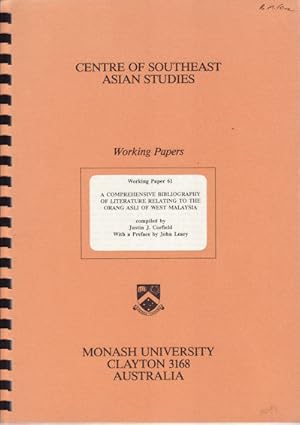 Immagine del venditore per A Comprehensive Bibliography of Literature Relating to the Orang Asli of West Malaysia. venduto da Asia Bookroom ANZAAB/ILAB