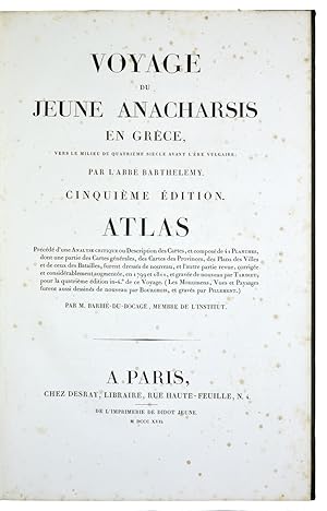 Voyage du jeune Anacharsis en Grèce, vers le milieu du quatrieme siecle avant l'ere vulgaire. Cin...