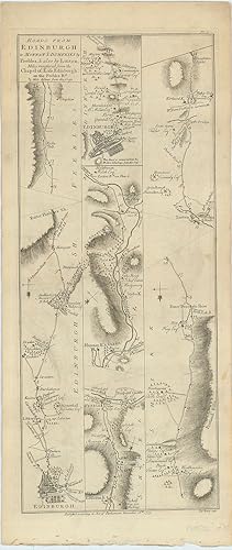 Image du vendeur pour Roads From Edinburgh to Moffat & Dumfries by Peebles, & also by Linton, Miles measured from the Chapel of Ease, Edinburgh on the Peebles Rd. 3/4 Mile distant from the Cross. [Title repeated on verso with the addition of Lochmaben]. mis en vente par Robert Frew Ltd. ABA ILAB