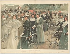 Double Page Illustration. Cycling in Hyde Park.