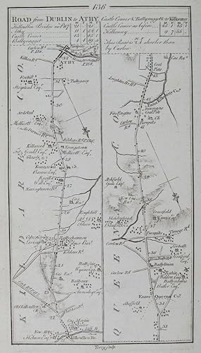 Image du vendeur pour Road from Dublin to New Ross And to Inistoge & to Waterford [and] From Thomastown to Inistioge and to New Ross [and on verso] Road from Dublin to Athy, Castle Comer & Ballyragget to Kilkenny. mis en vente par Robert Frew Ltd. ABA ILAB